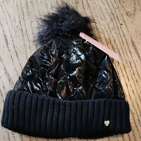 Puffer beanie quilted pom pom Juicy Couture NWT One Size - Picture 6 of 6